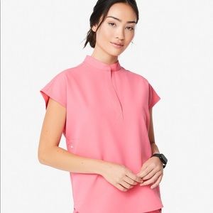 Limited edition neon pink figs scrub top